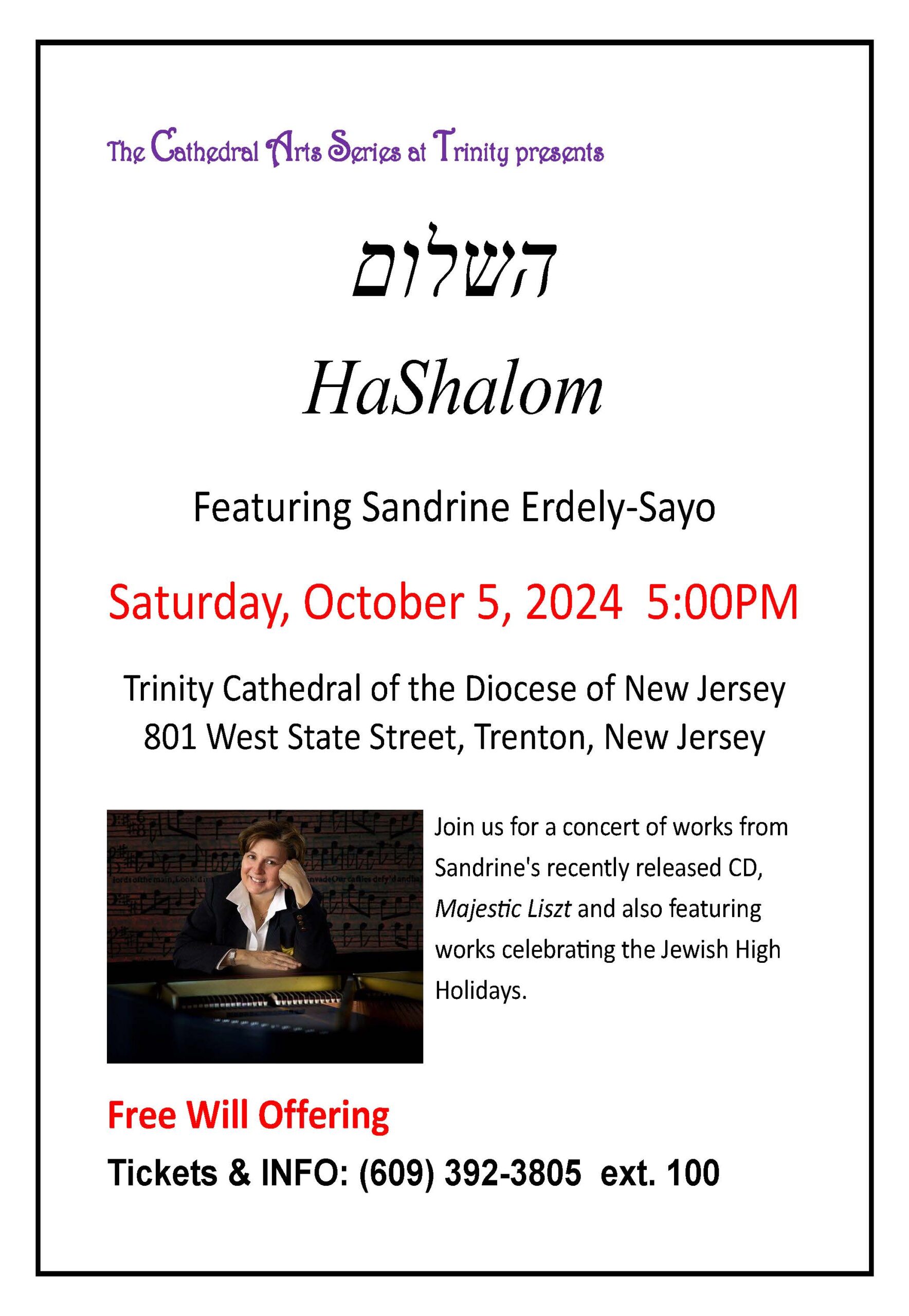 CAST presents: HaShalom featuring pianist Sandrine Erdely-Sayo