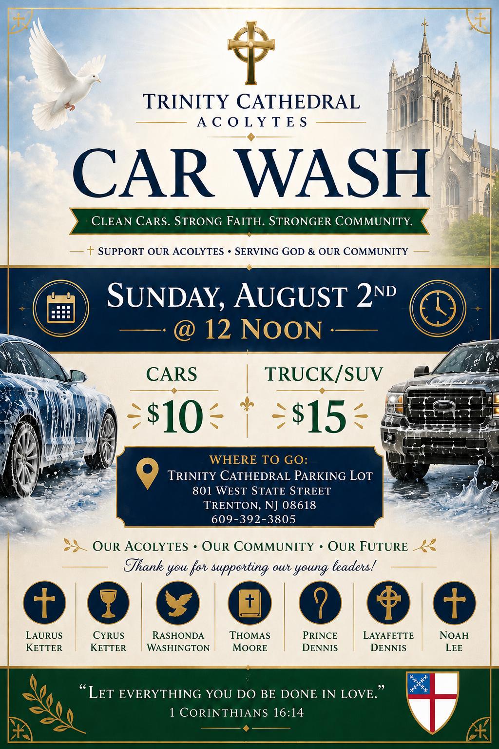 Cathedral Acolytes’ Car Wash Fundraiser